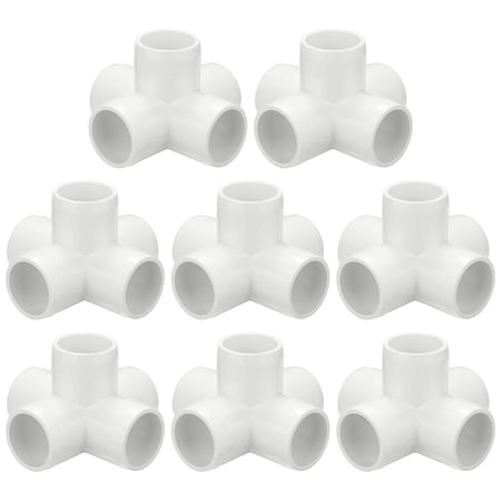 Uxcell 8-Pack 3/4 Inch 5 Way PVC Fitting Elbow Sch40 5 Way Elbow Connector for Building FurnitureGreenhouse/Shed [White]
