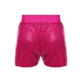 thumbnail image 2 of MSemis Kids Girls Shiny Sequins Shorts Elastic Waist Hip Hop Jazz Dance Bottoms Hot Pink 2-3, 2 of 5
