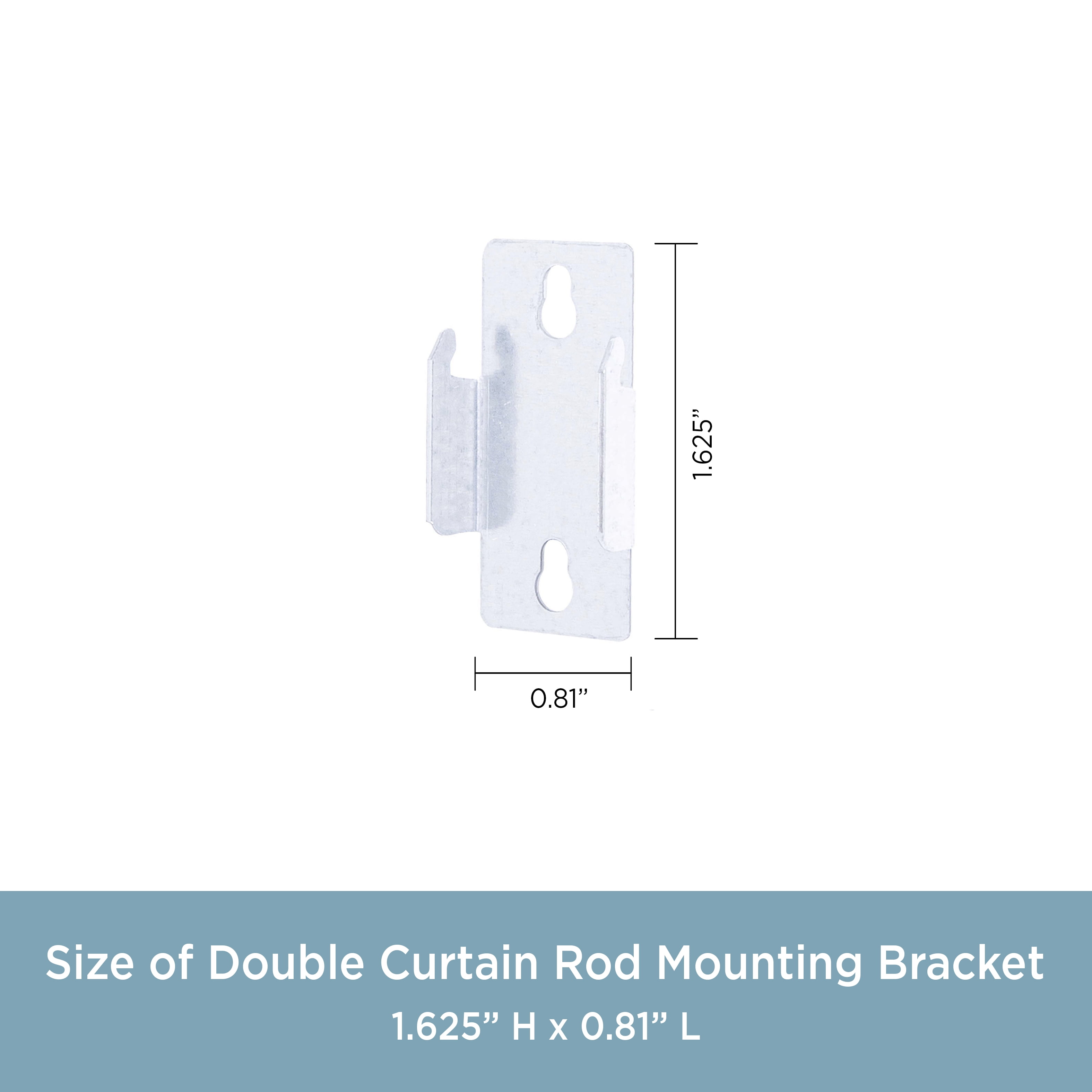 (4 pack) Kenney Steel Basic Double Curtain Rod Mounting Bracket, Set of 2, Silver