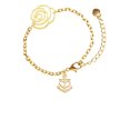 thumbnail image 2 of Delight Jewelry Goldtone Anchor with Heart Gold-tone Flower Link Chain Bracelet, 6.75"+2" Extender, 2 of 4