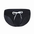 thumbnail image 6 of SGFCWSX Men's Solid Drawstring Swim Briefs in Quick-Dry Fabric** Black M, 6 of 8