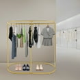 thumbnail image 3 of Gold Oval Garment Rack Floor Standing Clothing Rack Commercial Oval Clothes Stand for Clothing Store, Home, 3 of 18