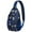 Blue Christmas Snowflake-1, variant on Sling Backpack,Blue Christmas Snowflake Pattern Sling Bag with Water Bottle Holder,Waterproof Sling Bag for Men/Women with Headphone Jack for Hiking,Travel
