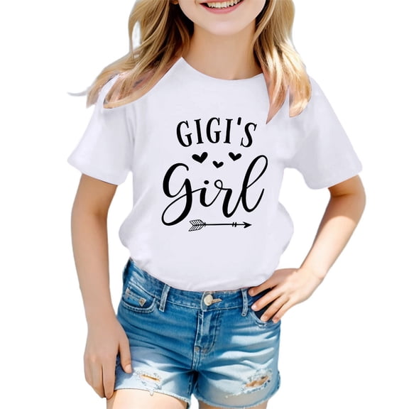 Little Girl'S T Shirt Kid Graphic Round Neck Short Sleeve Girls Athletic Tops Size 8-9T