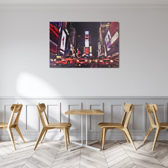 Northlight LED Lighted NYC Times Square Broadway Taxi Cabs Canvas Wall Art - 15.75" x 23.5"