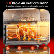 Toaster Oven Air Fryer Combo, 1300W 5 in 1 Convection Oven Countertop, Air Fry, Toast, Bake, Roast and Warm Options, 15QT Capacity, Easy to Clean