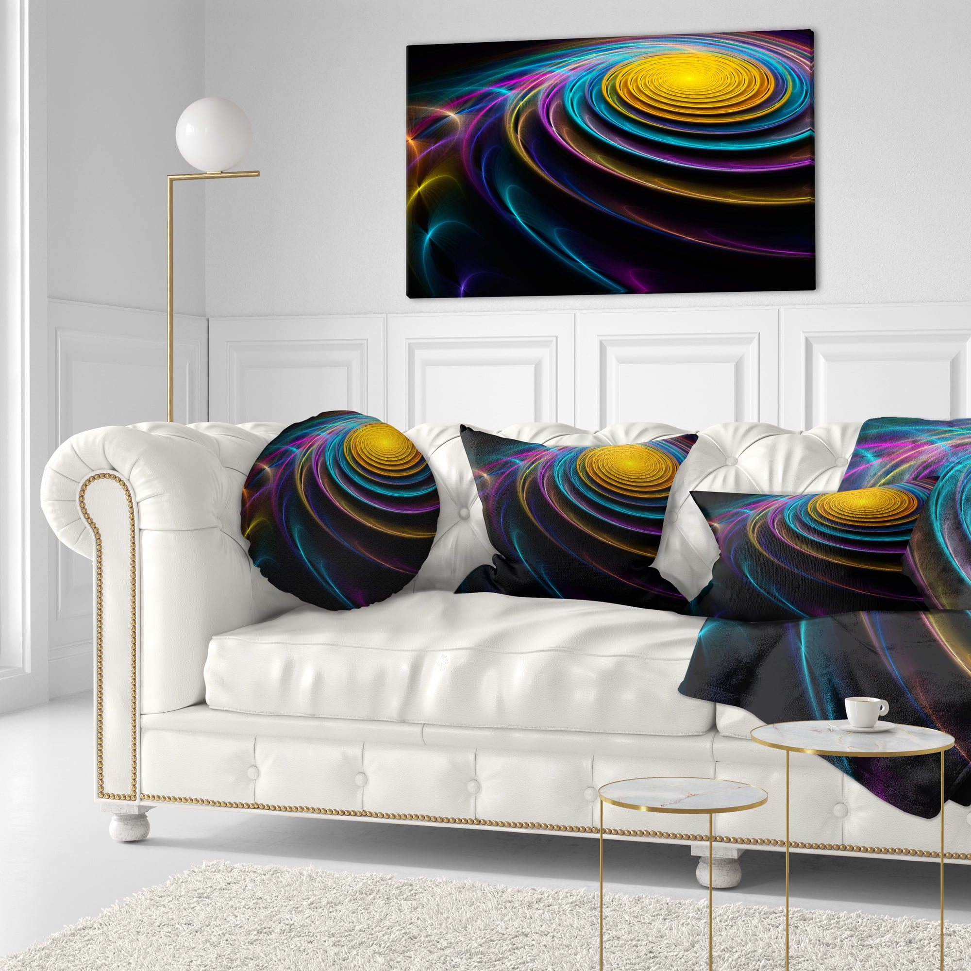 Designart Fractal 3D Colored Bulgy Circles - Abstract Throw Pillow - 12x20