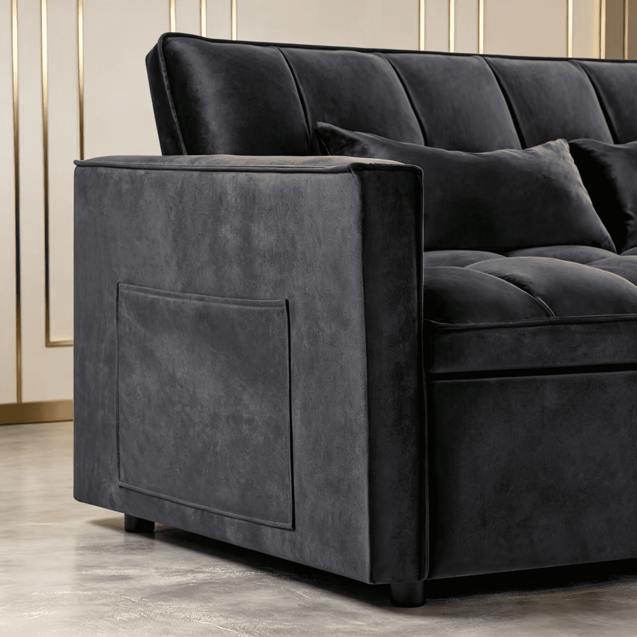 3-IN-1 Convertible Sofa Bed | Compact 2-seater sofa bed | 53.5-inch Velvet Fabric Sofa | Suitable for apartments, small flats, motorhomes, children's rooms, client reception areas, office rest areas,