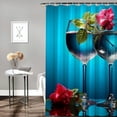 thumbnail image 2 of Creowell Flowers Wine Glasses Print Shower Curtain, Background Curtain for Showers and Bathtubs, 100% Polyester Bathroom Shower Curtain Set with Hooks 36x72, 2 of 7