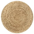 thumbnail image 4 of Pouf Rond Contemporain en Jute Tressé Bleu Aqua et Naturel, 4 of 8