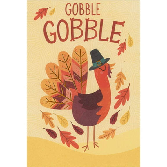 Designer Greetings Gobble Gobble: Turkey Wearing Pilgrim Hat Package of 8 Juvenile Thanksgiving Cards