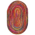 thumbnail image 3 of Safavieh Tressé Collection BRD210A Fait à la Main Boho Réversible Coton Zone Tapis, 6' x 9' Ovale, Rouge / Multi, 3 of 4