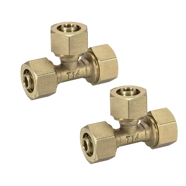 Brass Compression Tube Fitting,Tee 3/8 x 3/8 x 3/8 Tube ID Flared