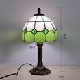 thumbnail image 4 of Geometric Tiffany Style Stained Glass Table Lamp, Retro Art Deco Dome Lamp, Antique Bronze Base, Soft Warm Light Decorative Bedside Lamp for Bedroom & Living Room(7.87*14.17 in)Green, 4 of 8