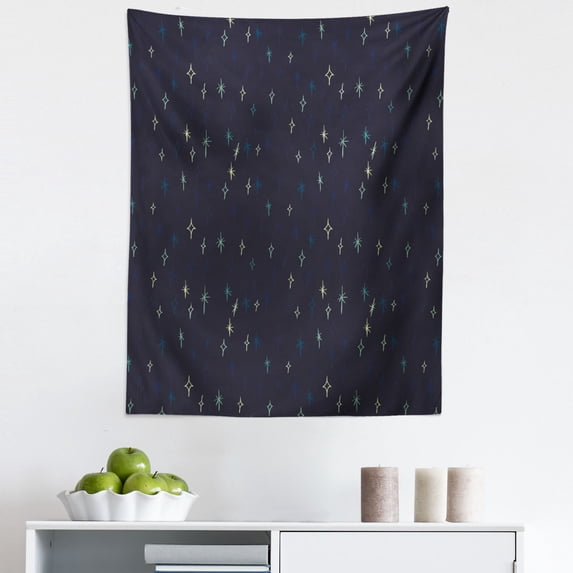 Abstract Tapestry, Continuous Abstract Cartoon Style Stars at Night Cosmos Pattern, Fabric Wall Hanging Decor for Bedroom Living Room Dorm, 5 Sizes, Multicolor, by Ambesonne