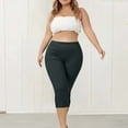 thumbnail image 6 of Besolor Womens Plus Size Capri Leggings Casual Elastic High Waist Stretchy Workout Yoga Cropped Pants Activewear, 6 of 8
