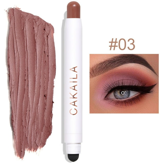 EARKITY Cream Eye-Shadow Stick, Waterproof Cream Eyeshadow Pen Rotatable Creamy Eye Shadow Pencil Crayon, Matte and Shimmer Eyeshadow Makeup Stick with Sponge Smudger