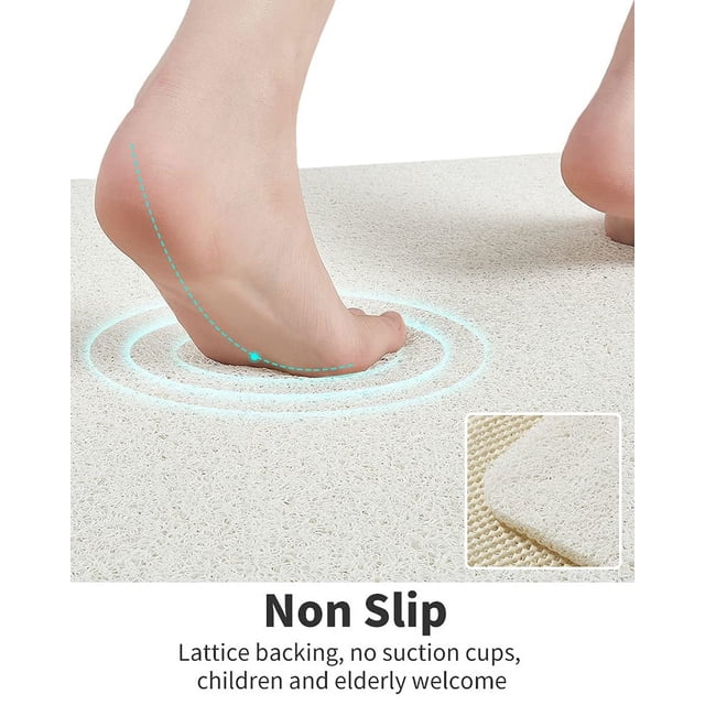 Alfombrilla de ducha antideslizante Laklulu, cómoda alfombrilla de baño para superficies texturizadas, de secado rápido y fácil limpieza, para zonas húmedas, sin ventosas, color gris, 24 x 24