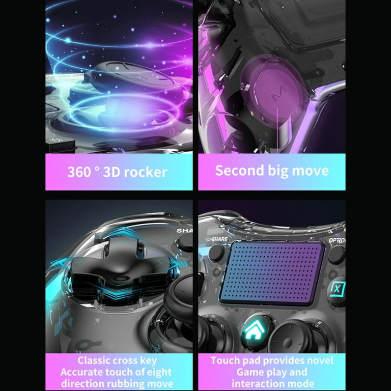 Wireless Controller for PlayStation 4, Transparent Gamepad for PS4