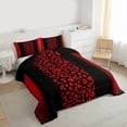 thumbnail image 3 of Homewish Red Leopard Print Bedding Comforter Set for Female, Chic Stripe Abstract Twin Comforter Sets, Modern Fashion Art Reversible Bedding Set, Ultra Soft Bedroom Decor, 2pcs, 3 of 8