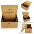 thumbnail image 3 of Juego de 3 cestas de almacenamiento de mimbre con tapa, grandes contenedores de almacenamiento de algas marinas naturales tejidos a mano, cajas organizadoras rectangulares para el hogar para, 3 of 8