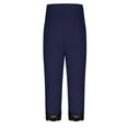thumbnail image 4 of KHONTS Women's Plus Size Lace Trim Capri Leggings Stretch Crop Leggings Summer Tights Pants Navy XXXL, 4 of 5