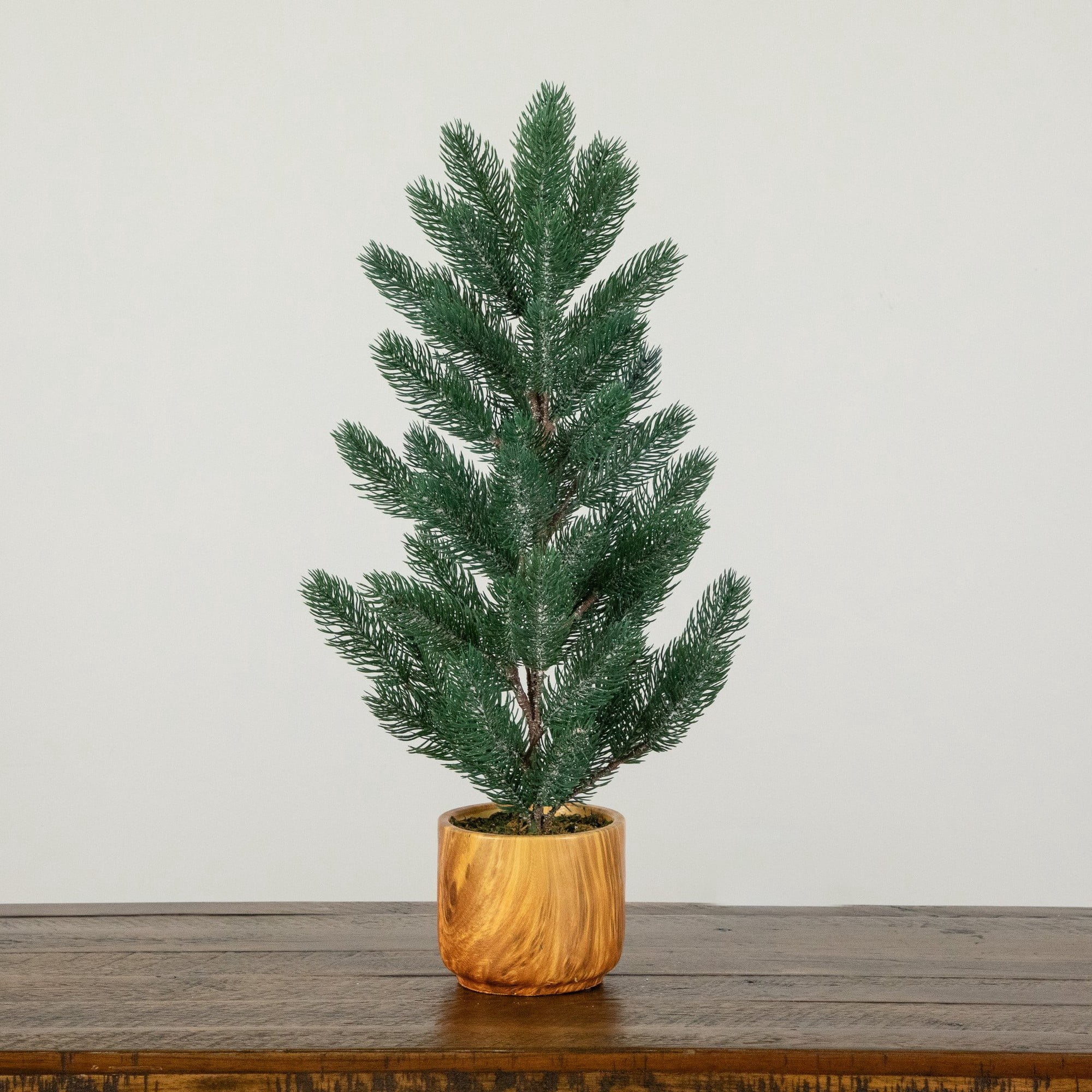 23in. Artificial Christmas Pine Tree in Decorative Wood Planter