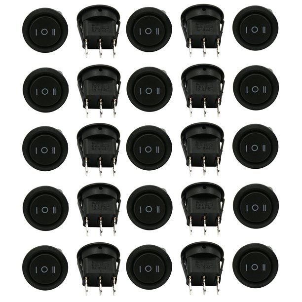 25 PACK 6A 250V 10A 125V ON/OFF/ON 3 POSITION MINI ROUND ROCKER SWITCH ...