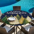thumbnail image 6 of Navy Blue Christmas Round Tablecloth, Fitted Table Cover with Elastic for 55"-60" Round Tables, Xmas Tree Snowflakes Winter Table Cloth Outdoor Indoor Dinning Party Waterproof Tablecloths, 6 of 7