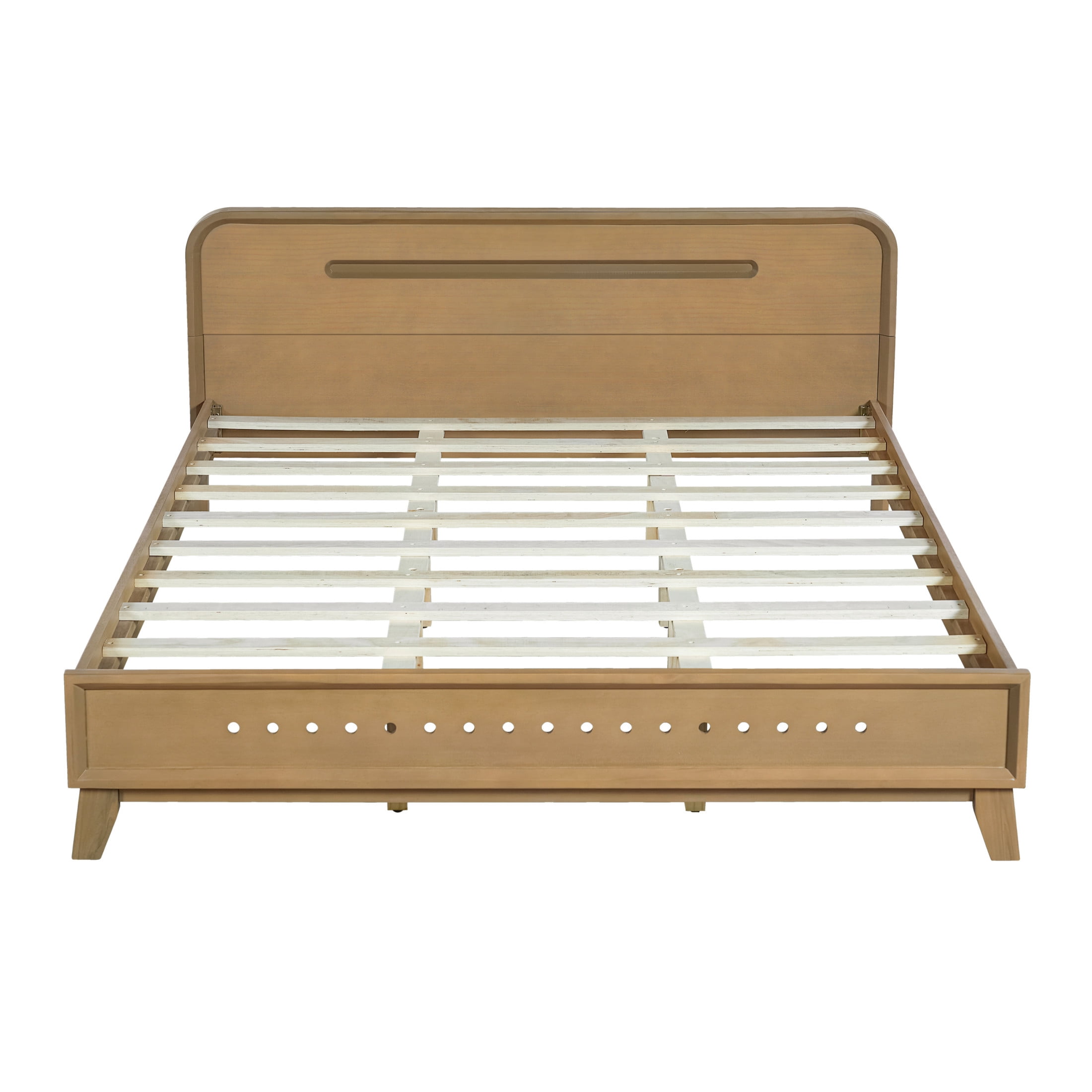 Christopher Knight Home Queen Size Bed Frame with Headboard, Solid Wood Platform Bed, Earthy Khaki
