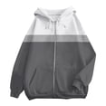 thumbnail image 4 of BODOAO Women's Full Zip Up Hoodie Fall Jacket Oversized Sweatshirt Zipper Long Sleeve Tops Color Block Long Sleeve Hooded Sweatshirts with Pockets Jacket Coat for Women Grey S, 4 of 4