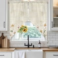thumbnail image 6 of White Floral Swag Curtains for Kitchen/Bedroom/Living Room, Spring Country Vintage Flower Leaf Plant Scalloped Curtains 63 Inch Long, Window Swag Topper Curtains Valances 2 Panels Set 36"x63", 6 of 8