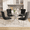 Black Chairs + Silver Legs Table, variant on 47 Inch Glass Dining Table Set for 4, Modern Rectangular Glass Kitchen Table with 4 Upholstered Velvet Chairs, Space-Saving Dining Room Set for Living Room, Kitchen, Apartment - Black Gold