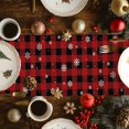 thumbnail image 3 of Christmas Snowman Cotton Linen Table Runner Winter Xmas Pine Tree Snowflakes Red Plaid Dining Table Runners for Home Decor Party Dining Room Restaurant Kitchen Party 13" x 48", 3 of 9
