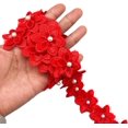 thumbnail image 2 of Ribete de cinta de encaje de flores bordado con cuentas de perlas de flores de una yarda, 2 of 4