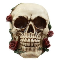 Ebros Gift Day of The Dead Red Rose Vine Skull Figurine DOD Floral Sugar Skull Decor 6"L