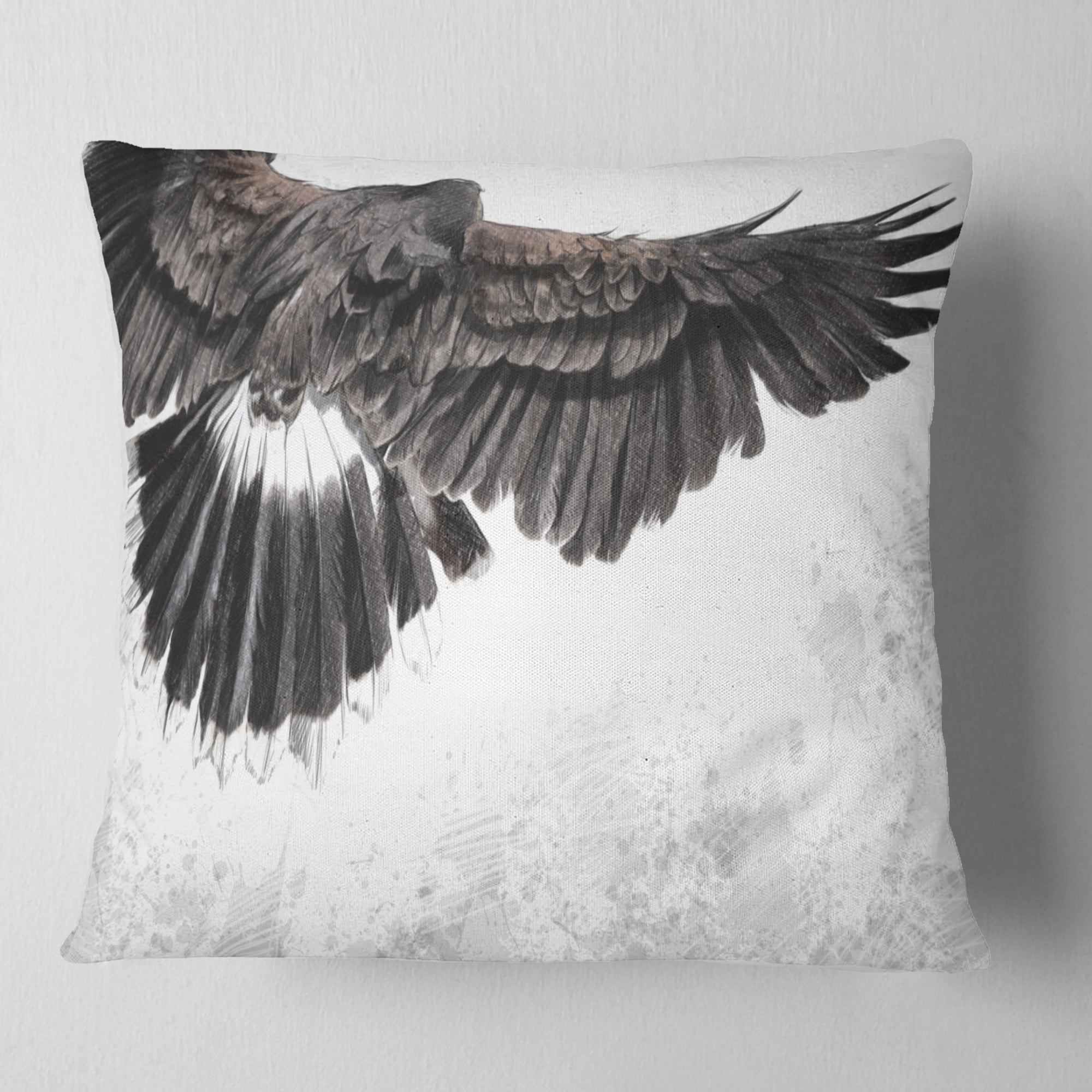 Designart Low flying Eagle Illustration - Animal Throw Pillow - 18x18