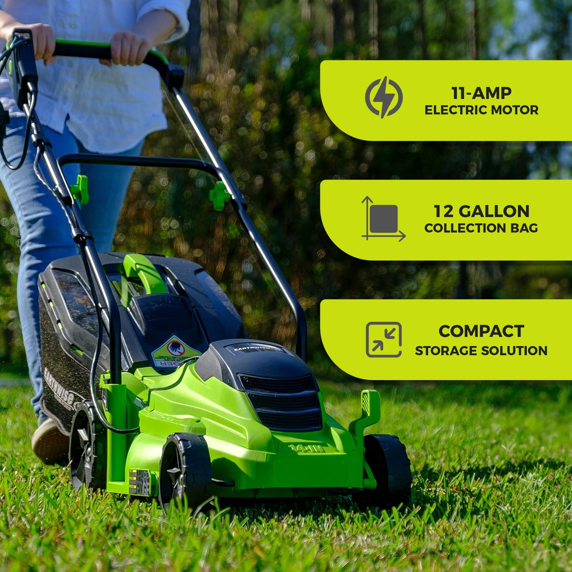 Earthwise 16 Inch 11 Amp Corded Electric 5 Position Walk Behind Lawn Mower Walmart