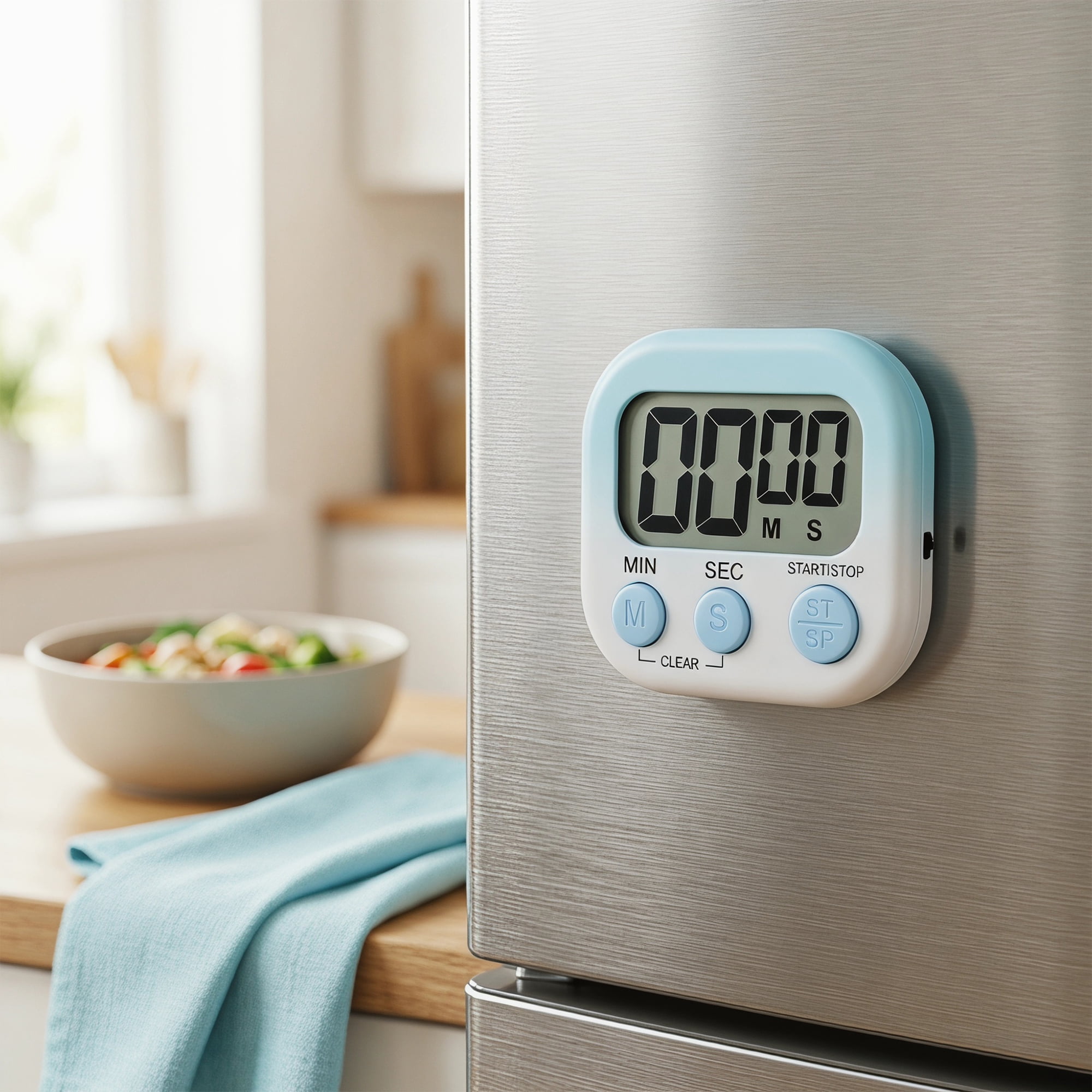 Unique Bargains Kitchen Timer with Loud Alarm and Magnetic Backing for Study Blue-white