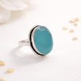 thumbnail image 4 of Solid Sterling Silver Ring, Handmade Silver Oxidised Ring, Beautiful Silver Rings, Oval Cut Chalcedony Ring for Women Gemstone Ring Size US 4.5, 4 of 6