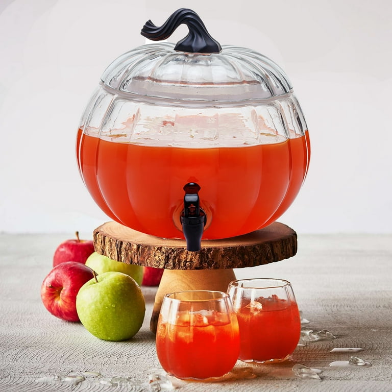 Way to Celebrate Clear Glass Pumpkin Beverage Dispenser
