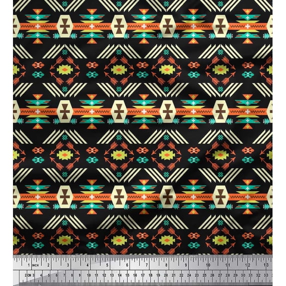Soimoi Cotton Duck Fabric Geometric Southwestern Print Fabric by Yard 56 Inch Wide