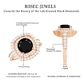 thumbnail image 6 of Rosec Jewels Certified Lab Grown Black Diamond Engagement Ring with Double Halo - Black and White Ring for Women - AAAA Quality, 10K Rose Gold, US 6.00, 6 of 9