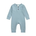 thumbnail image 1 of Newborn Baby Solid Color Jumpsuit Spring and Autumn Long-Sleeved Clothes Set Girls Boys Cotton Jumpsuit 0-24M, 1 of 9