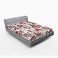 thumbnail image 2 of Ambesonne Tropical Fitted Sheet, Leaves Abstract Modern Art, King Size, Pale Rust Eggshell White, 2 of 5