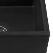 Ruvati 30-inch Matte Black Fireclay Offset Drain Kitchen Sink Single Bowl