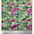 thumbnail image 1 of Soimoi Green Poly Georgette Fabric Heart,Star & Fashion Text Print Fabric by the Yard 42 Inch Wide, 1 of 1