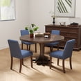 thumbnail image 2 of EOP Upholstered Dining Chairs Set of 4, Linen Fabric Dining Side Chairs, Farmhouse Dining Room Chairs, Stylish Kitchen Chairs with Solid Wood Legs and Padded Seat, Blue, 2 of 10