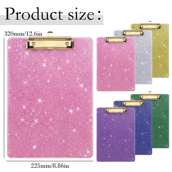 Clearance Sale! 1PC Sparkly Clipboard, Glitter Acrylic Writing Board with Pen Loop & Hanger, Acrylic, for Office & Home, (32x22cm, Gold)