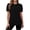 Black, variant on Short Sleeve Shirts for Women Puff Sleeve Pleated Round Neck Blouses Solid Color Casual Short Sleeve Top White,S